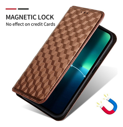 ~ For Honor X7b Cubic Patterned Pu Wallet Card Holder Case