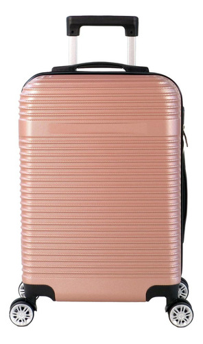 Mala Bordo De Viagem Com Cadeado Embutido 4 Rodinhas Firmes Cor Rose Gold Liso