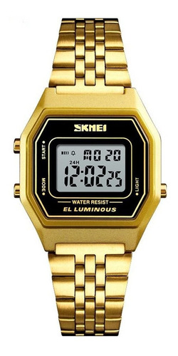 Relógio Feminino Skmei Digital 1345 - Dourado E Preto