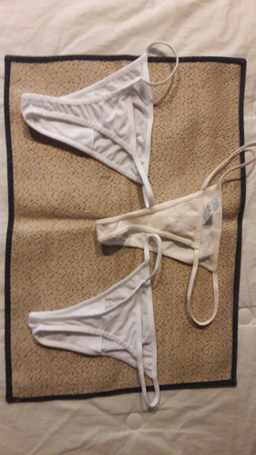 Bombachas/tangas Algodon Basicas Talle S 2 Blancas,1 Beige