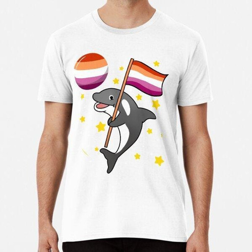 Remera Orca In Space Orange Pink Lesbian Algodon Premium 