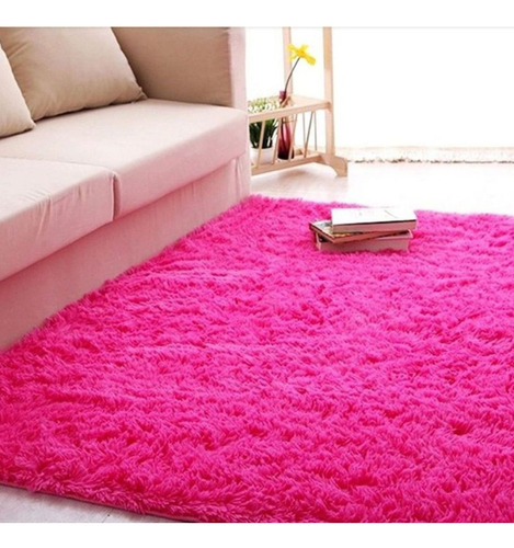 Tapete 1,40 X 2,00 Sala Felpudo 40mm Luxo Shaggy Peludo Cor Pink