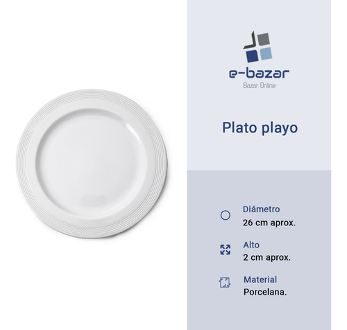 Plato Playo Porcelana Premium Royal Porcelain 26 Cm