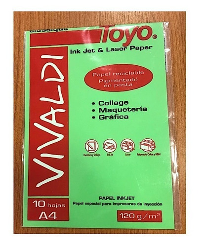 Hojas Presentacion Vivaldi Toyo X 10 120g Verde Esmeralda