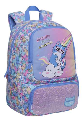 Mochila Infantil Niña Dance Cutie Cat Lavanda Head