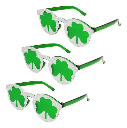 3 Pares De Gafas Verdes Gafas De Disfraz Del Día De San Patr