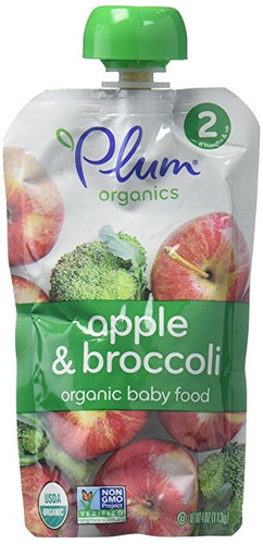 Plum Organics Bebé Etapa 2 Alimentación, Apple Y Broccoli, D