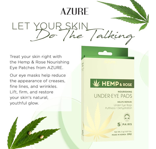 Azure Hemp & Rose Nourishing Under Eye Pads - Parches De Mas