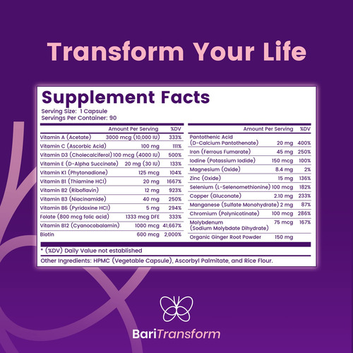 Baritransform Multivitaminas Bariátricas Hierro 90 Cápsulas