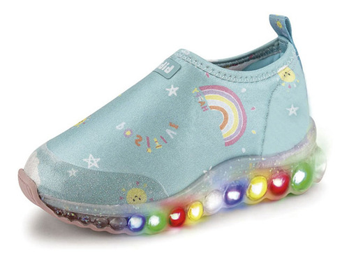 Zapatillas De Luces Rainbow Roller Celebration Celeste Bibi