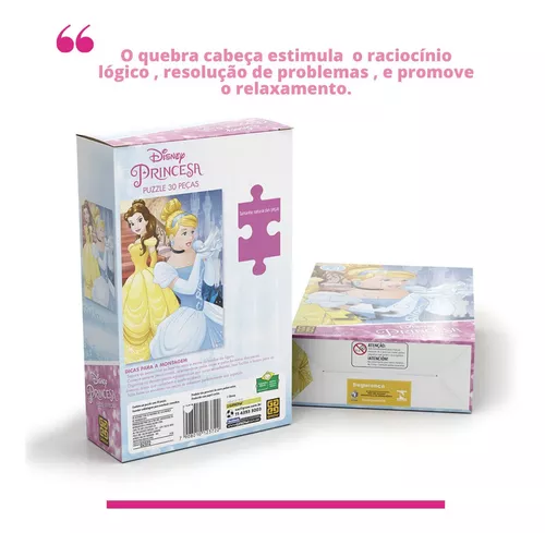 Jogo Menina Disney Princesa Puzzle 30 Peças Quebra Cabeça