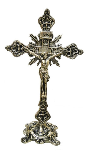 Crucifixo Mesa Bronze Decoração Presentes Igreja Religião