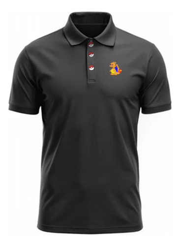 Playera Polo Pokemon Minimalista, Botones Pokebola Charizard