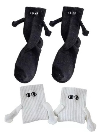 2 Pares Calcetines Con Manitas Y Ojos Magneticos Para Pareja