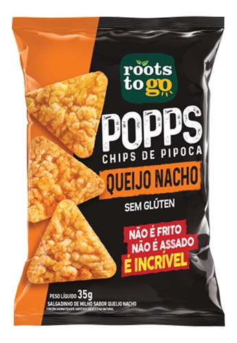 Popps Chips De Pipoca Queijo 35g Snack Fitness - Roots To Go