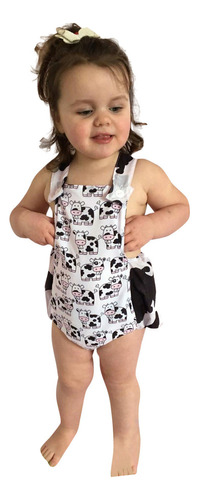 Body Para Niña Con Volantes Y Estampado De Vaca Lechera, Sin