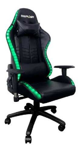 Silla Gamer Thunder Led Rgb Respaldo Alto Almohadillas