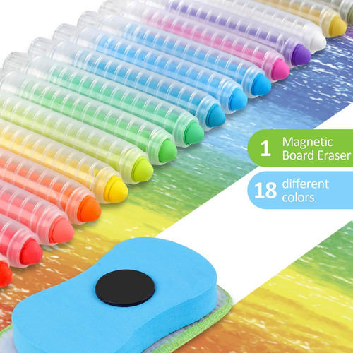 L Juego De 24 Tizas De Colores Y Borrador, Gis No Tóxica