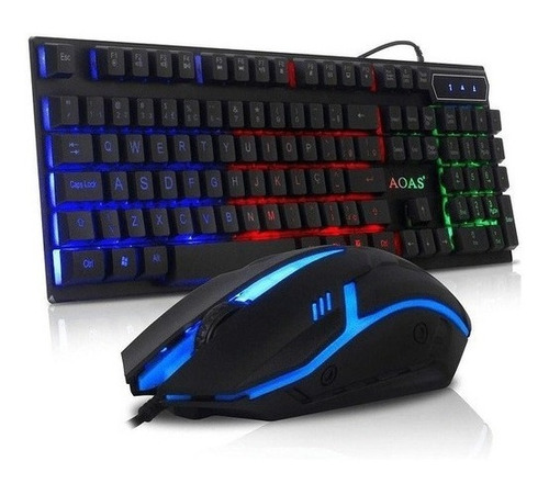 Combo Mouse Y Teclado Gamer Luminoso Aoas M-300 Para Pc