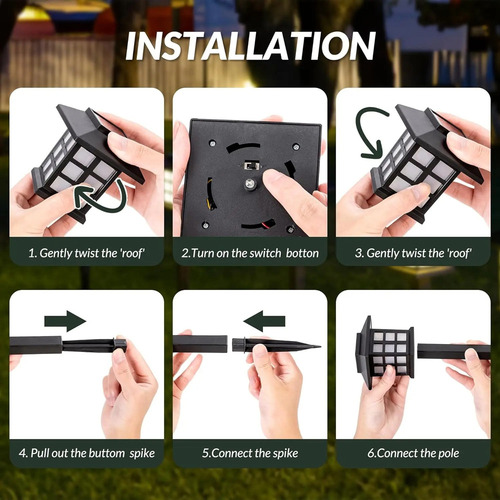 6 Faroles Led Solares, Con Estaca De Jardín N