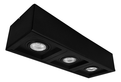 Spot Sobrepor Triplo Recuado De Teto Externo Fachada M2790 Estrutura Preto 127/220v