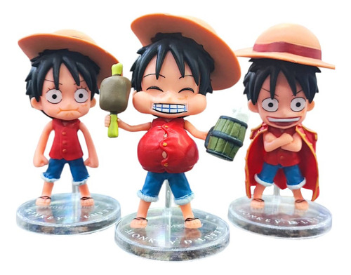 Set 3 Figuras Luffy One Piece 12cm Coleccionable Anime 
