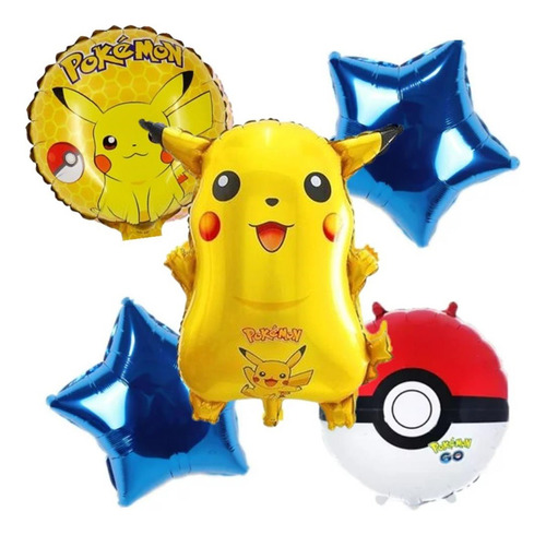 Bouquet De 5 Globos De Pikachu - Pokemon