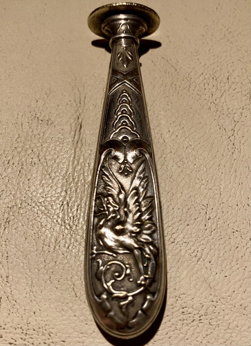 Mango Porta Sello Para Lacre Francés Metal Labrado Vintage !