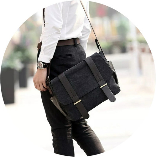 Imagen 1 de 8 de Mochila Diseño De Mensajero Maletin Estilo Elegante De Lona
