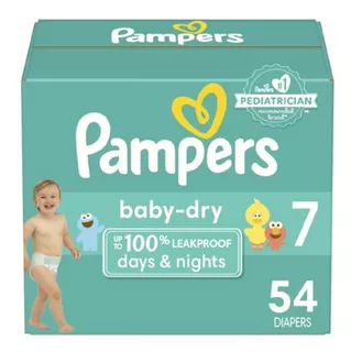 Pampers Baby Dry Pañales Etapa 7, 54 Piezas. Para Bebés De
