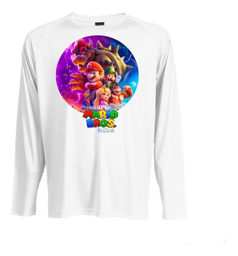 Camiseta Polar Manga Larga Polera Niño Mario Bros Pelicula