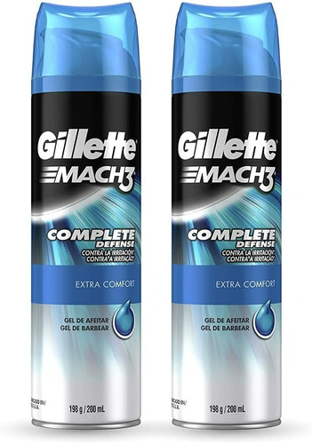 Gillette Mach3 Complete Defense Extra Comfort 2 latas de gel para rasurar de 200ml