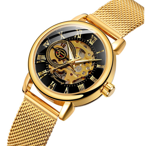 Reloj Forsining Mecánico Dorado Acero Inoxidable