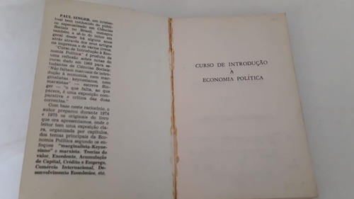Introdução À Economia Política = Paul Singer Ano 1979
