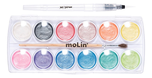 Aquarela 12 Cores Metalica Com Pincel 18386 Molin