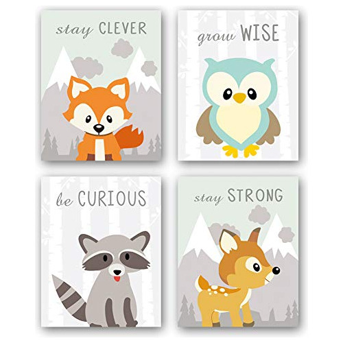 Sin Marco Woodland Animals Art Print Adorable Fox Owl R...