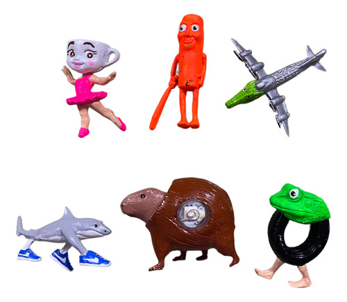 Brainrots Figuras Set 6 Pzs Burbaloni, Bombardrilo, Sahur