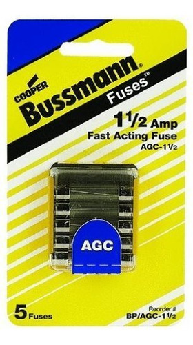 Bussmann Agc-1-1/2-r Agc Series Fusible De Acción Rápida, 
