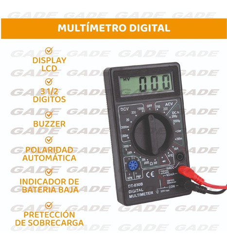 Tester Multimetro Digital Dt830b Con Cables Economico