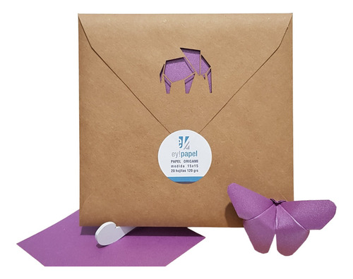 Papel Para Origami : 15x15 Violeta Perlado Pack X 20 Hojitas