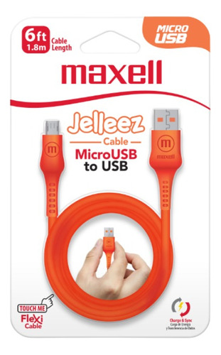 Cable Maxell Flex Jelleez Flex Micro Usb Naranja