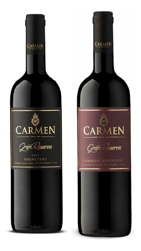 Vino Gran Reserva Vino Tinto bodega Viña Carmen 750 ml pack x 2 u en estuche de cartón