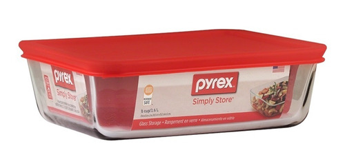 Recipiente 2.6 Lts Fuente Para Horno Pyrex Con Tapa Roja