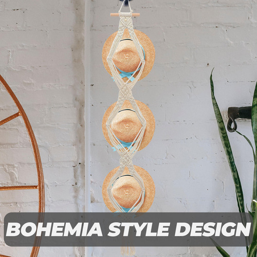 Perchero De Macramé Para Colgar Sombreros De Pared