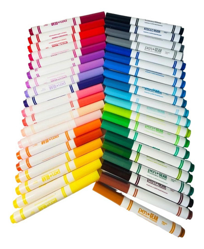 Set D Marcadores Caja X 40 Fibra Color Punta Gruesa Lavables