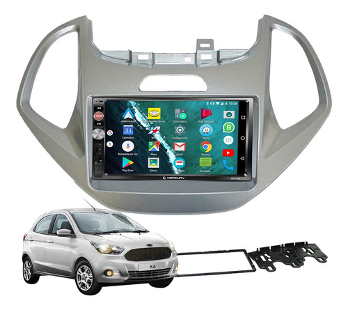 Pantalla Stereo 7 Pulgadas Mirror Para Ford Ka Gris Plata