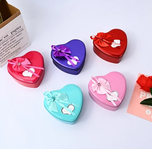 5 Piezas Corazon Metalico 3 Rosas De Jabón Y Oso Mayoreo