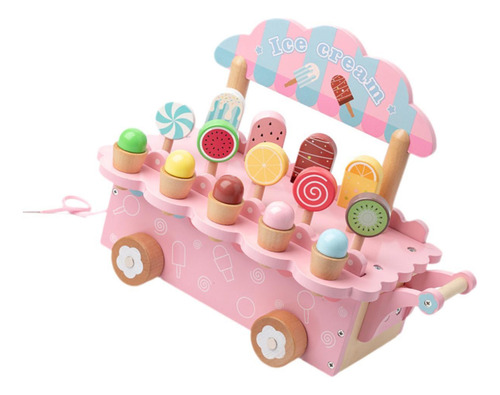 Carrito De De Madera Juego De Mostrador De Juego De Rosa