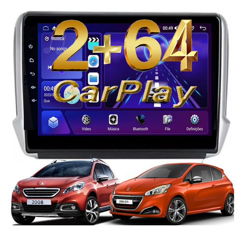 Central Multimidia Paugeot 208 2008 Android 64gb Carplay