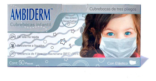 Cubre Boca Para Niños Ambiderm Sin Diseños 200 Pz